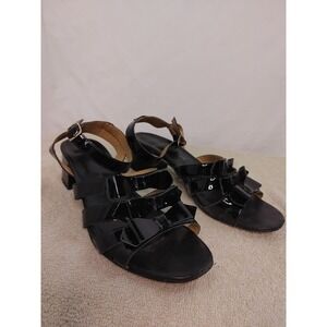 BARBARA‎ BARBIERI Bows Sandal Shoe Black  2"Pump Comfort Strap Womens Sz 8